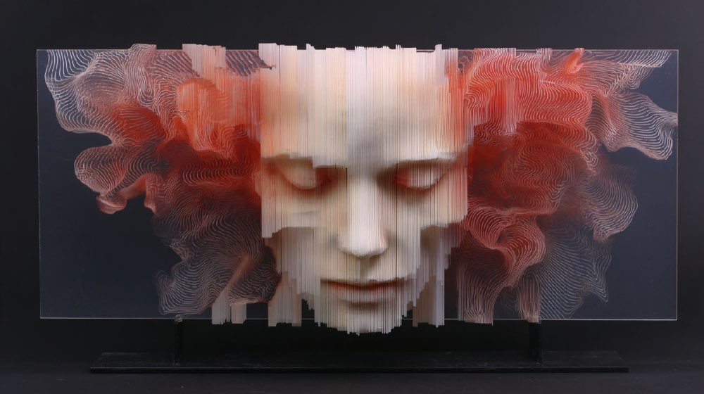 해체와 조립 3D 투명 레이어 입체 얼굴