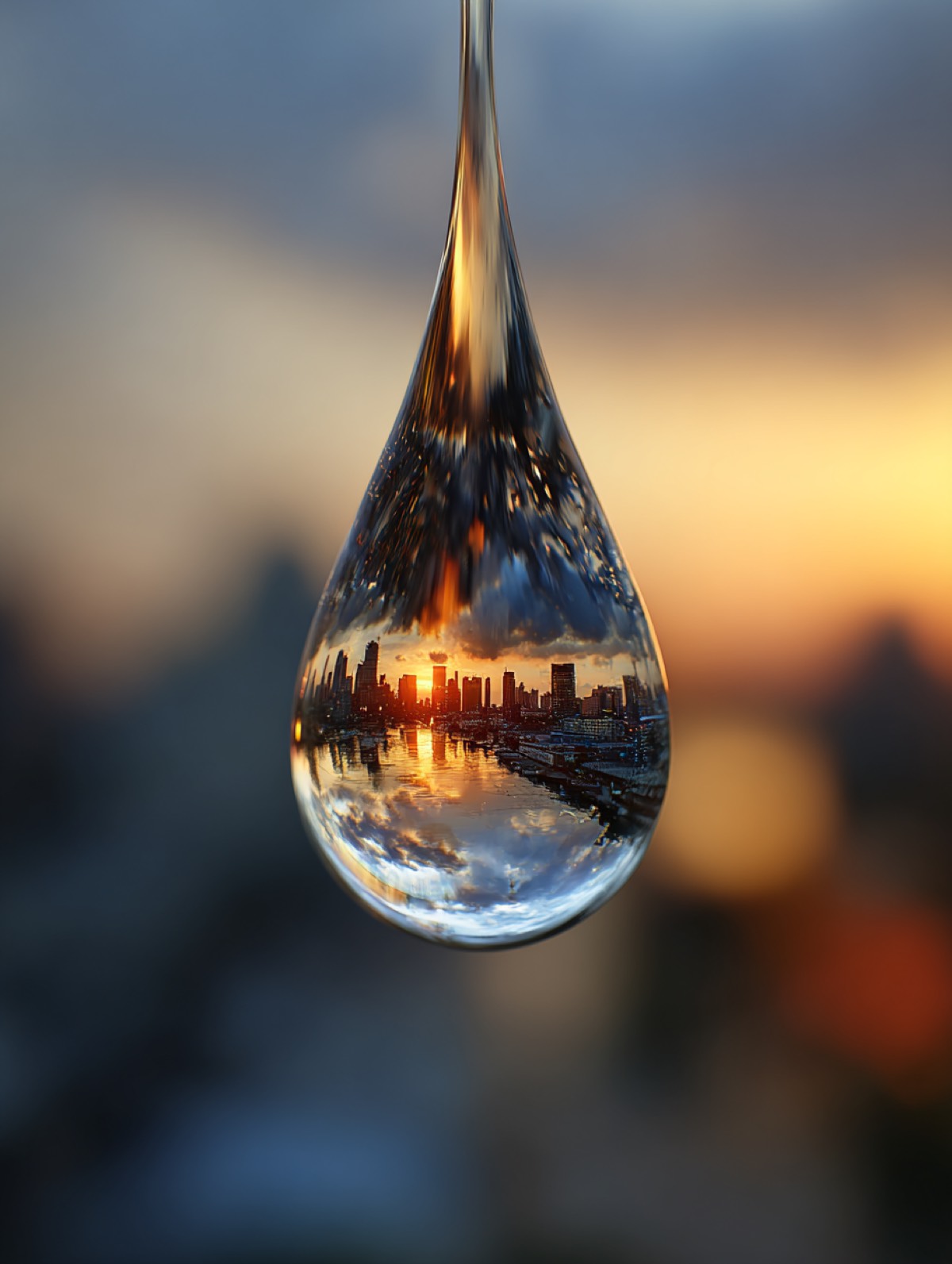 Cover — A water drop holds a small inverted world
