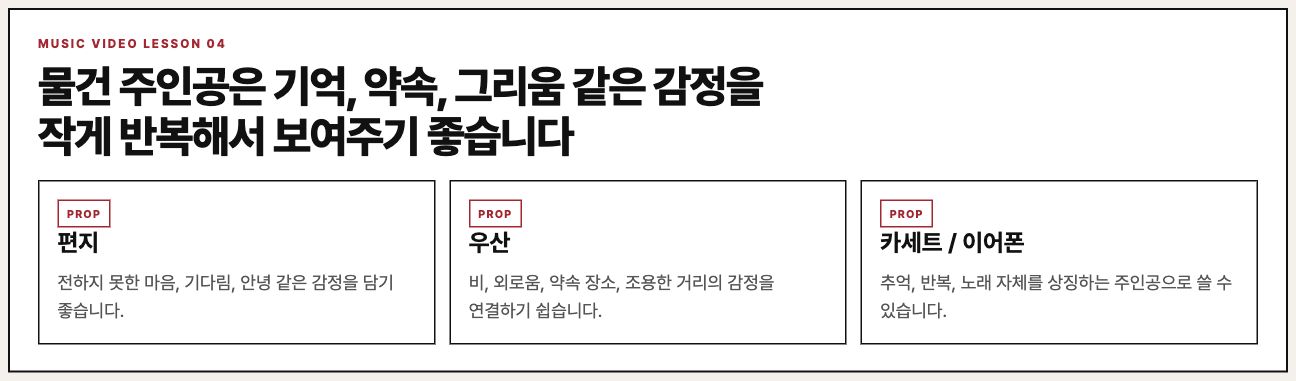 물건 주인공 예시를 설명하는 수업 보드