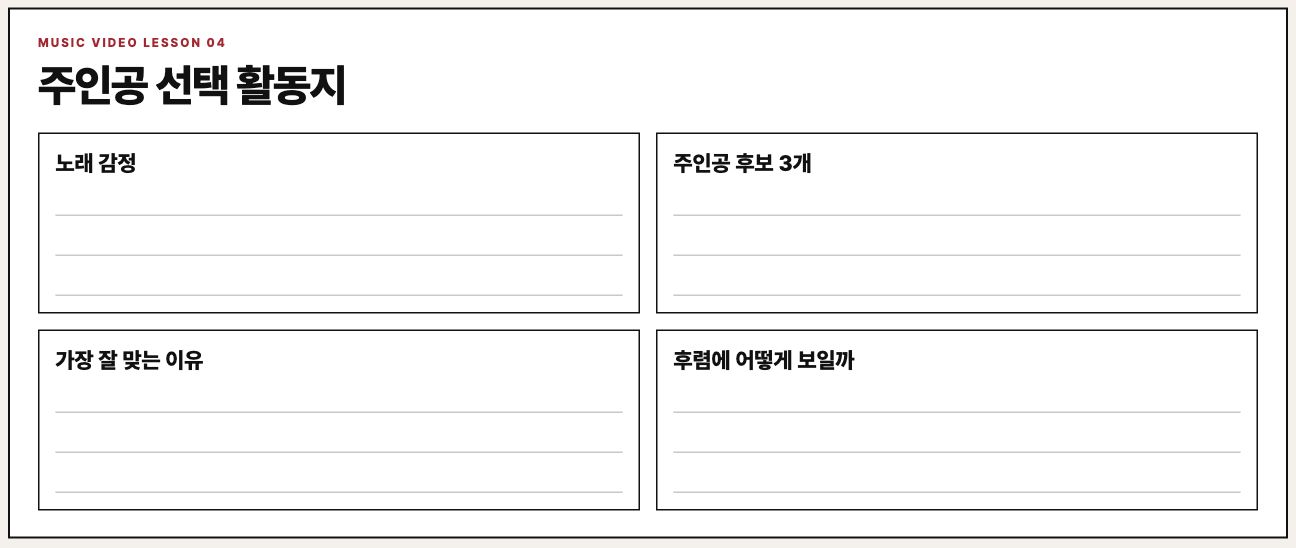 주인공 선택 활동지 보드