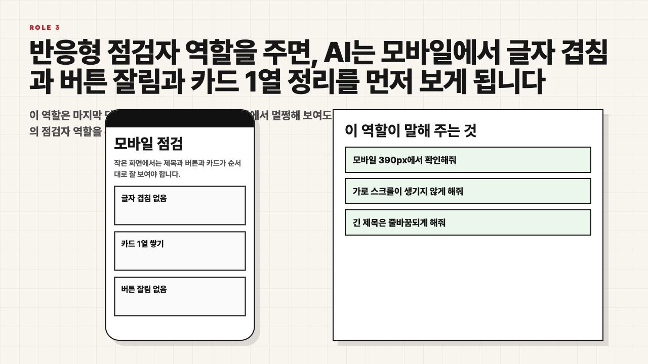 반응형 점검자 역할을 설명하는 수업용 장면