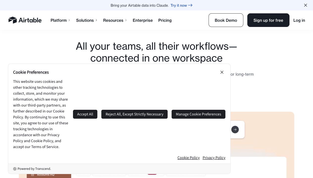 Airtable 페이지 스크린샷