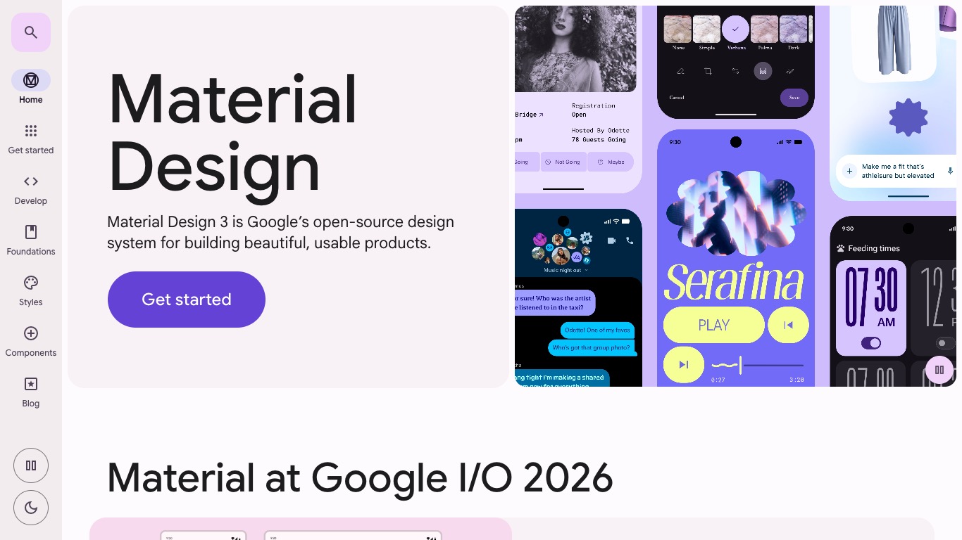 Material Design 웹사이트 스크린샷