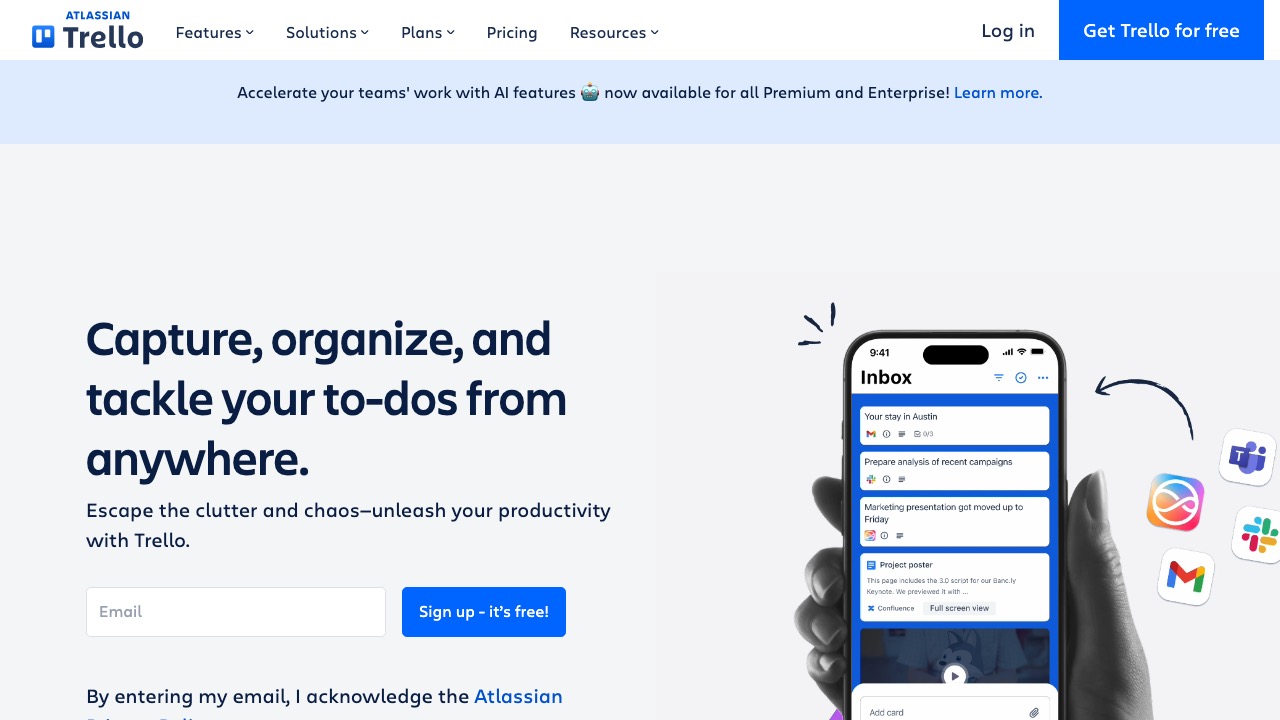 Trello 홈페이지 스크린샷