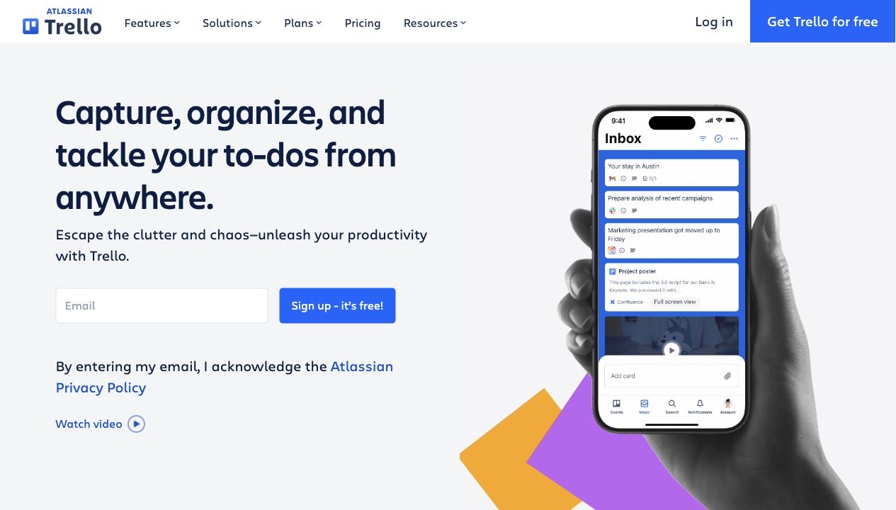 Trello 홈페이지 스크린샷
