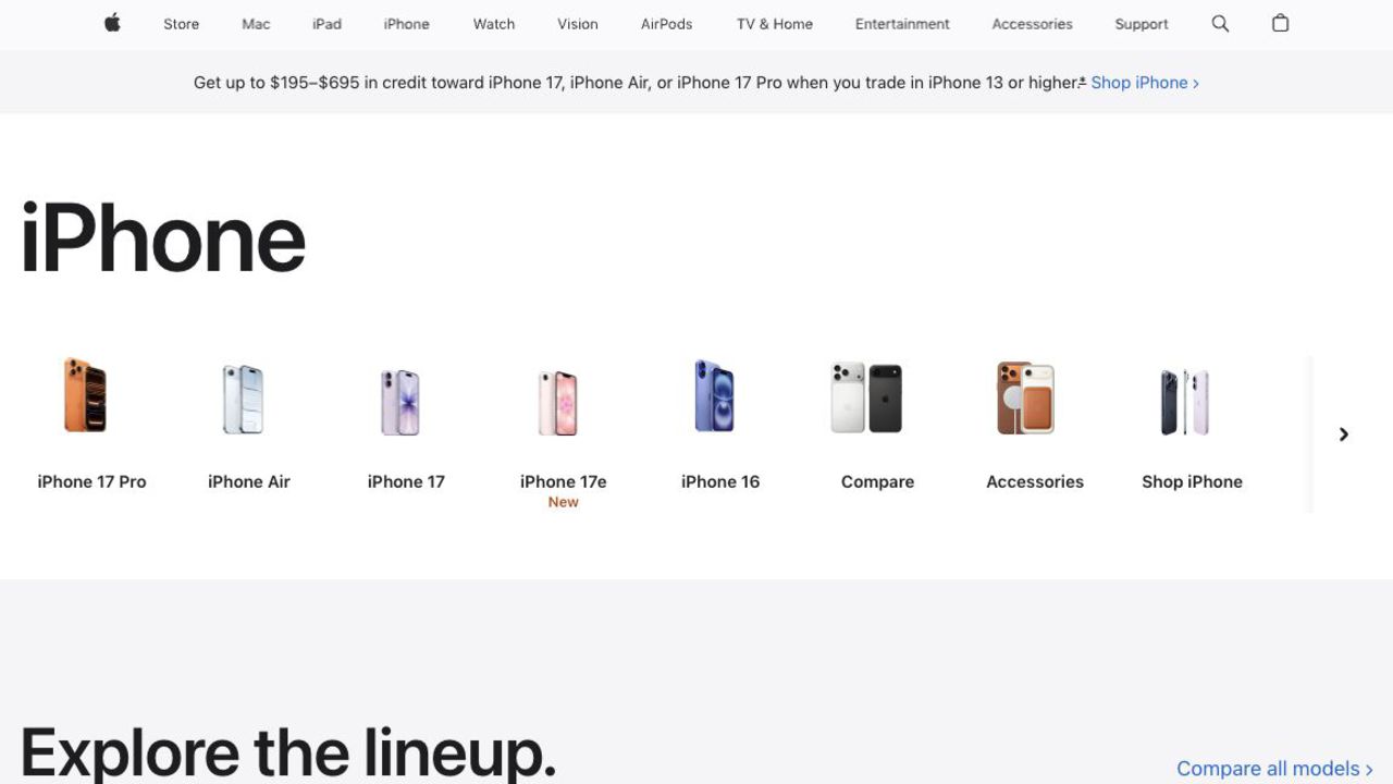 Apple iPhone 제품 페이지 스크린샷