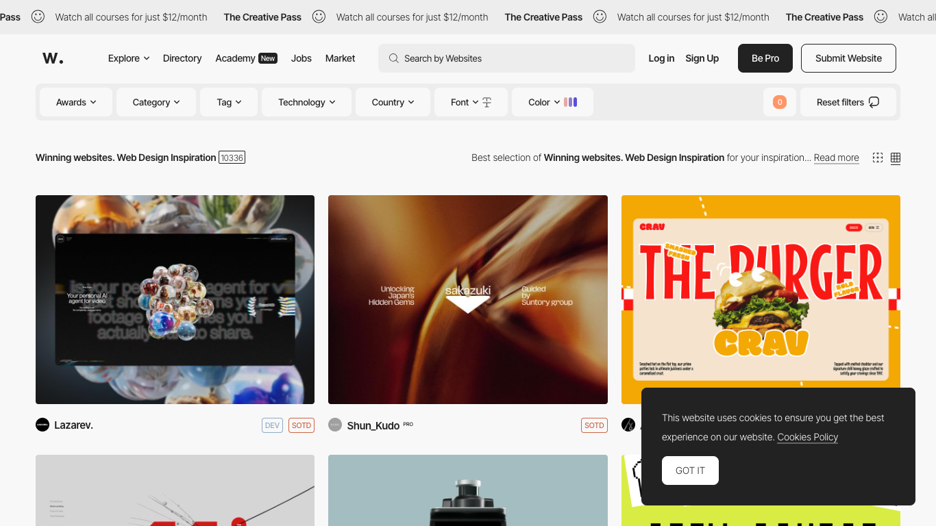 Awwwards 웹 레퍼런스 스크린샷