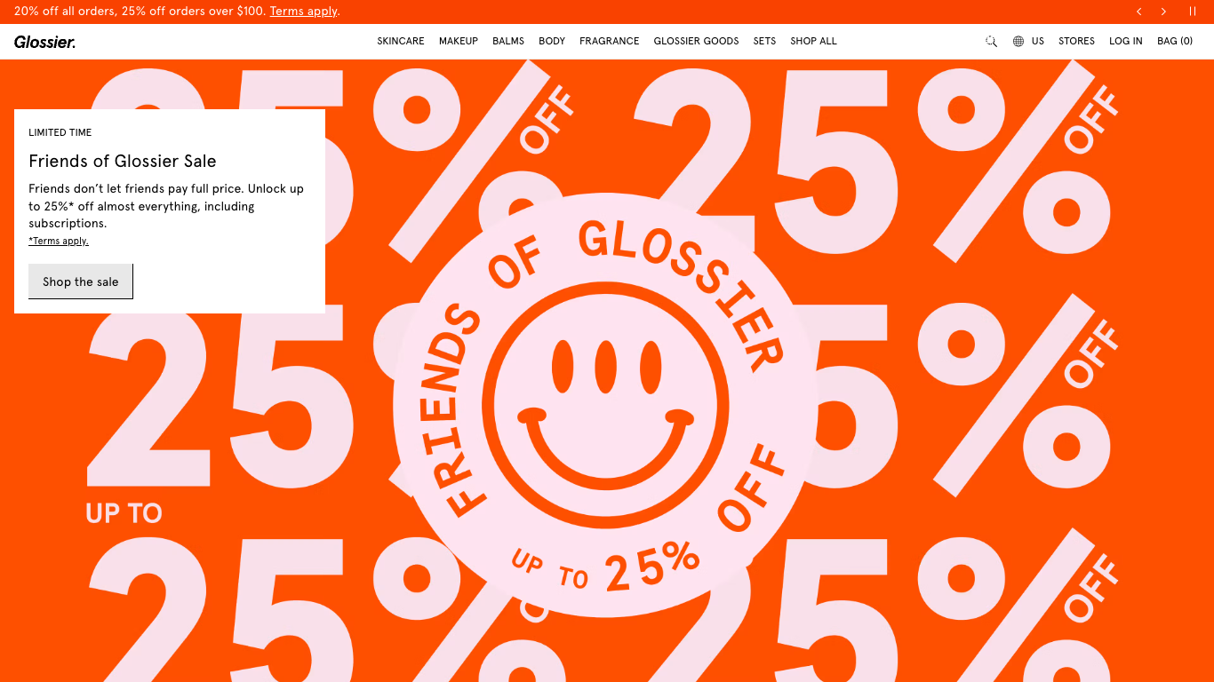 Glossier 웹 레퍼런스 스크린샷