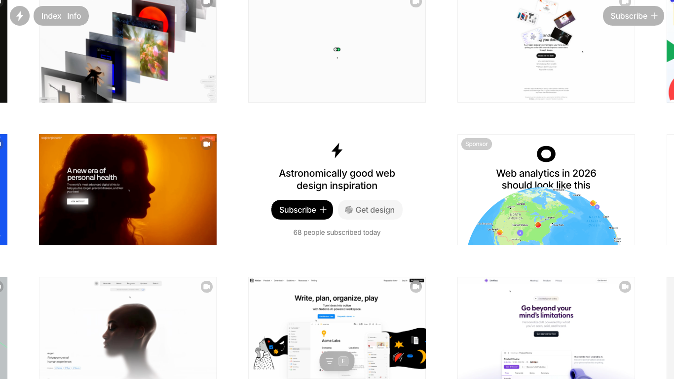 Godly.website 웹 레퍼런스 스크린샷