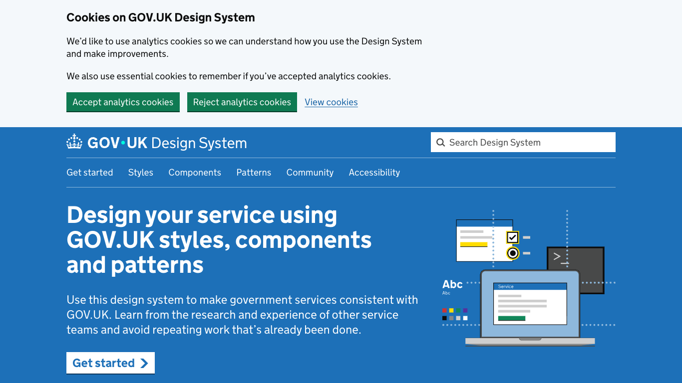 GOV.UK Design System 웹 레퍼런스 스크린샷