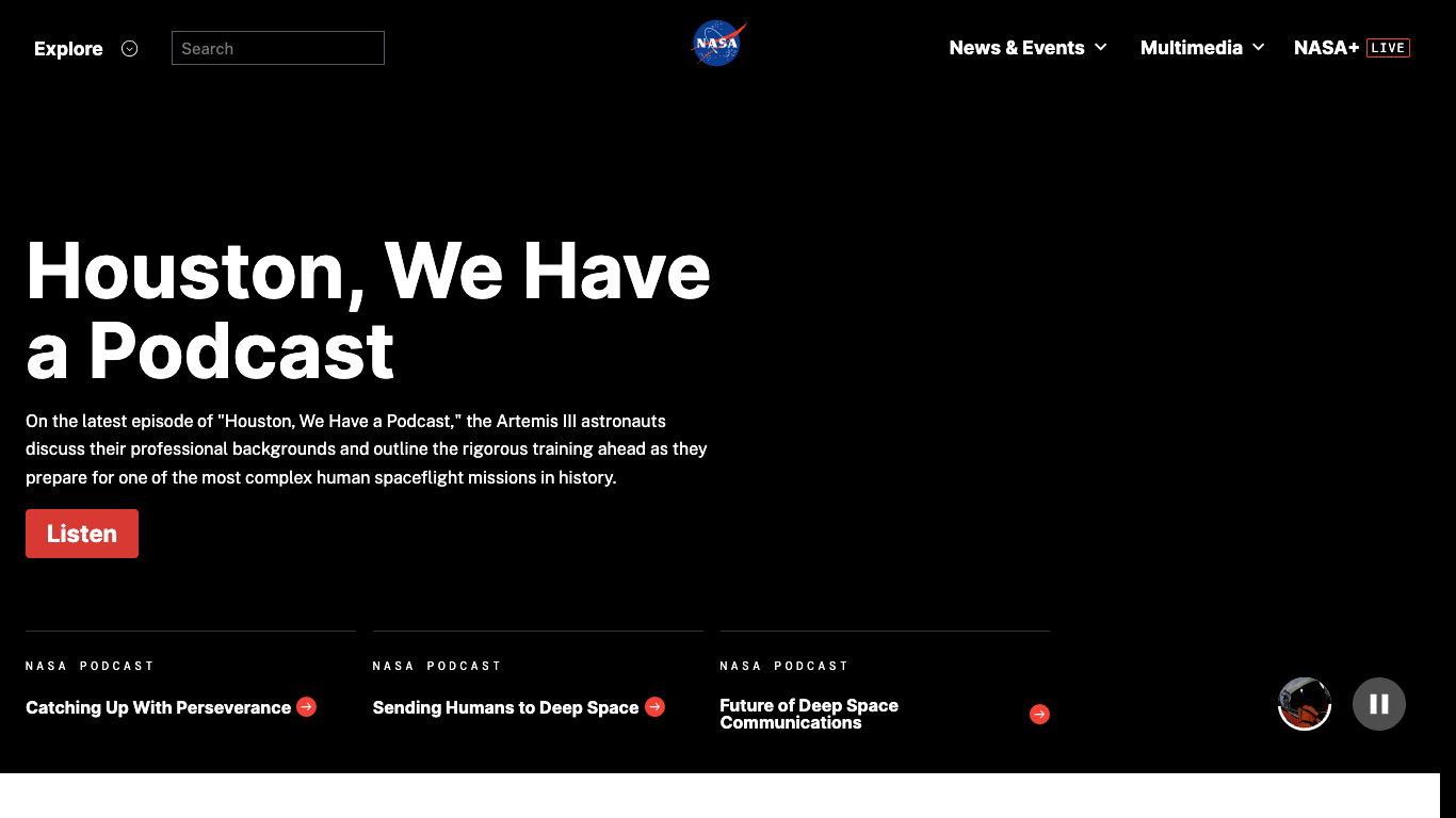 NASA 웹 레퍼런스 스크린샷