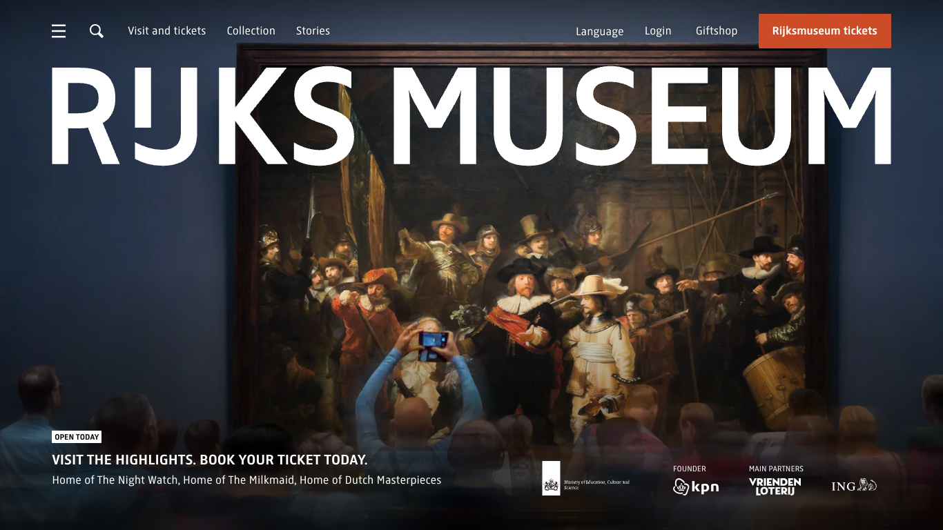 Rijksmuseum 웹 레퍼런스 스크린샷