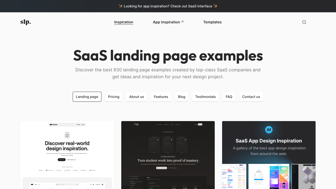 SaaS Landing Page 웹 레퍼런스 스크린샷