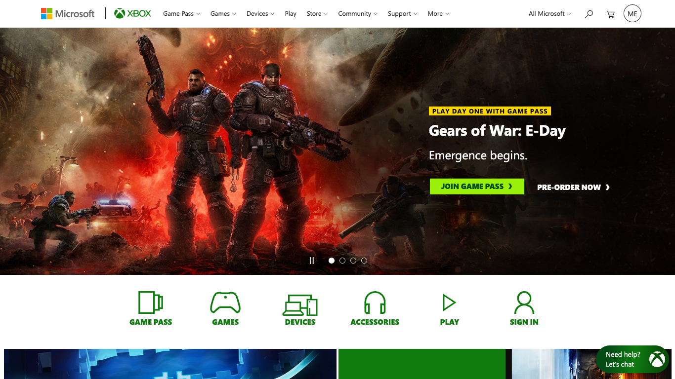 Xbox 웹 레퍼런스 스크린샷